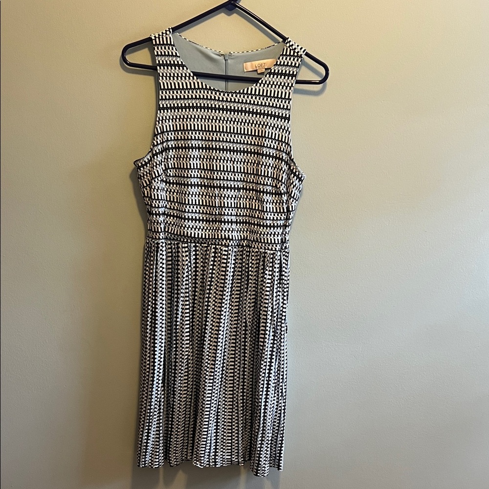Loft Fashion Black, Light blue and White Patterned Dress